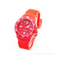 Factory Price Red Rubber Band Silicone Jelly Watch With Silk Printed / Silk Printed